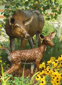 Whitetail Doe & Fawn Bronze